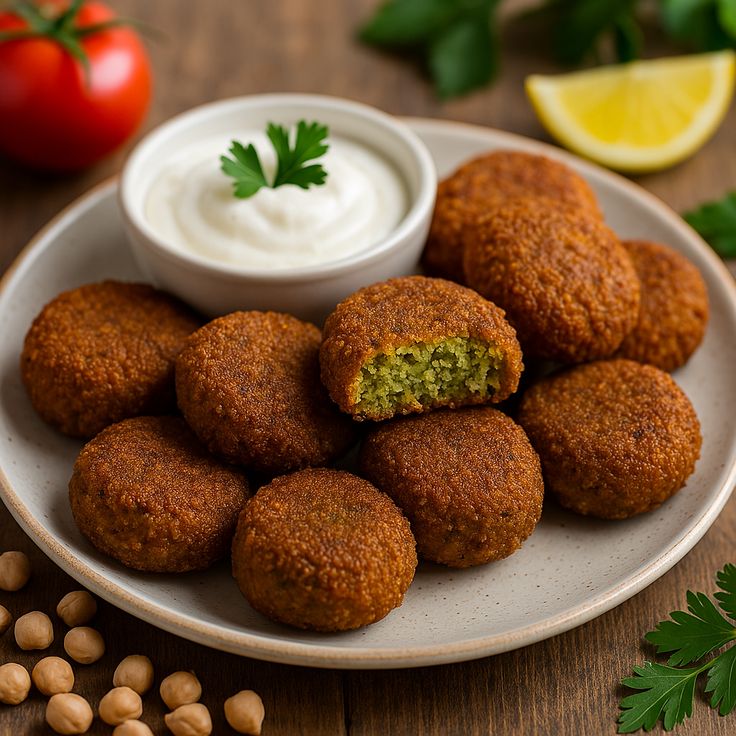 كرات الفلافل المقرمشة مع صوص الطحينة falafel
