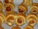 لفايف النقانق بالجبن Soft pastry rolls filled with sausage