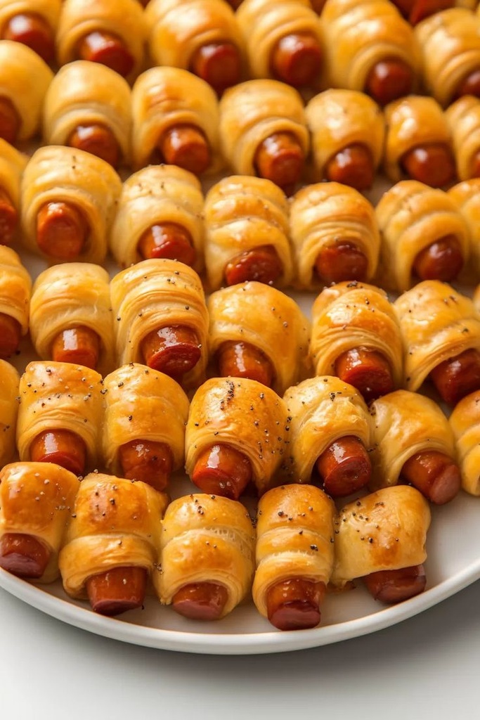 لفايف النقانق بالجبن Soft pastry rolls filled with sausage