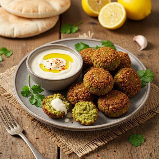 كرات الفلافل المقرمشة مع صوص الطحينة falafel