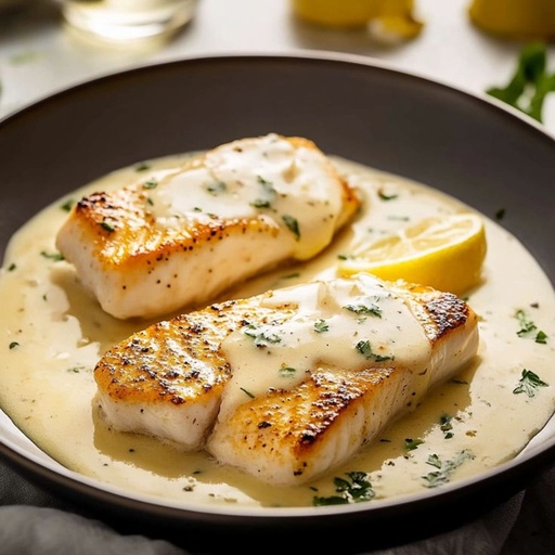 سمك فيليه بالصلصة البيضاء Fish Fillet with White Sauce